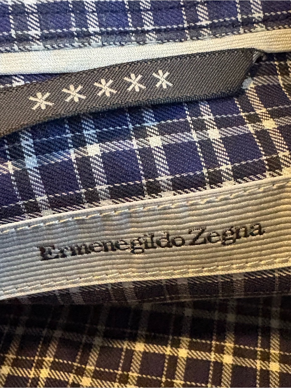 Ermenegildo Zegna dress shirt, men’s XL blue white black check Italian luxury - Picture 7 of 13